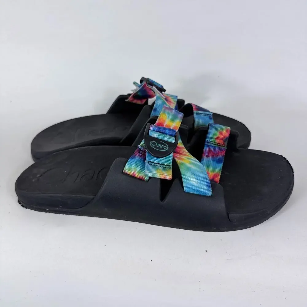 Chaco Chillos Slide Sandals Men's 12 Dark Tie-Dye Comfort Adjustable Slip On